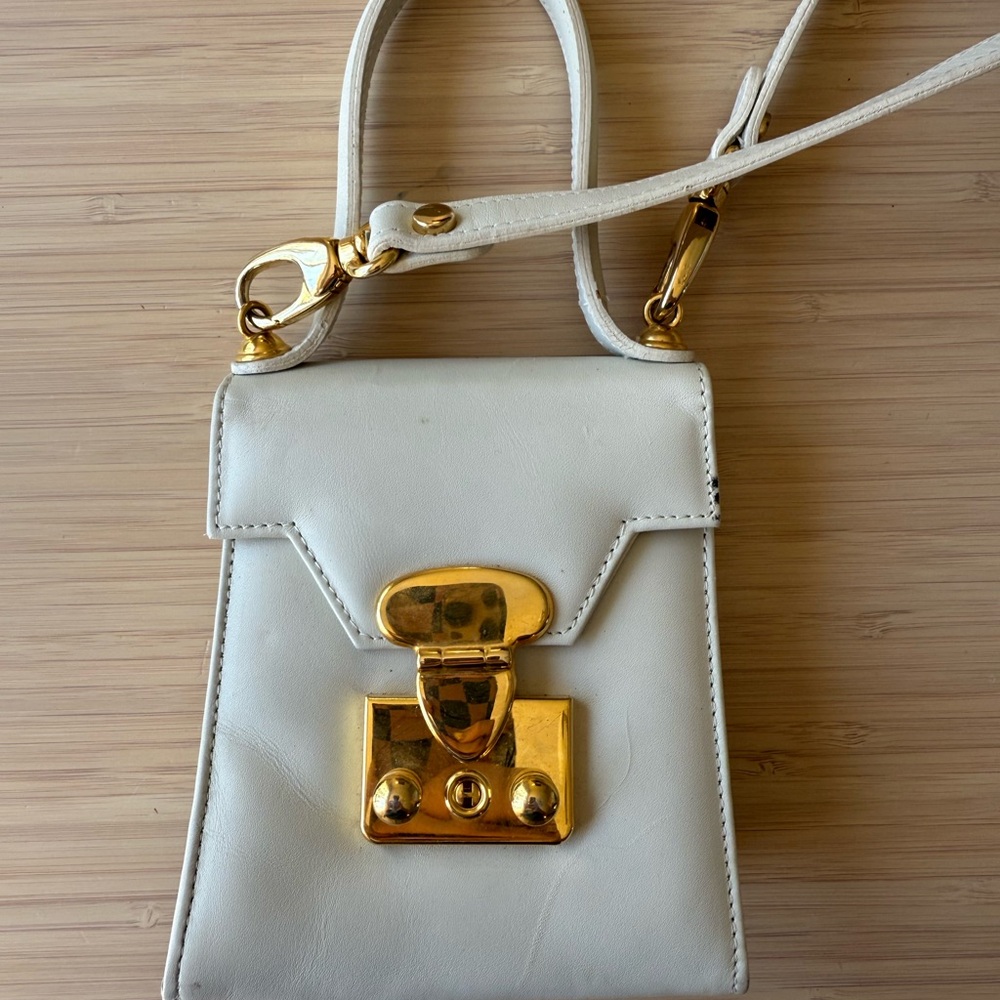 Elegant White Mini Bag with Gold Accents